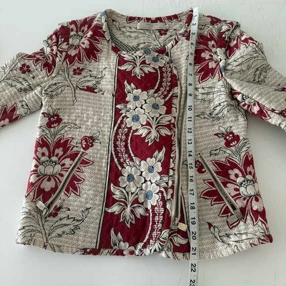 ZARA BLAZER PRINTED FLORAL QUILTED CARDIGAN WHITE RED JACKET BLOGGERS size M - Picture 13 of 16